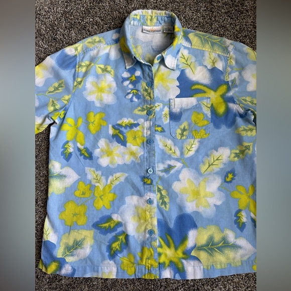 Sunbay Cotton Vintage Linen/Cotton Blend Button up Top Size Medium - Picture 2 of 8